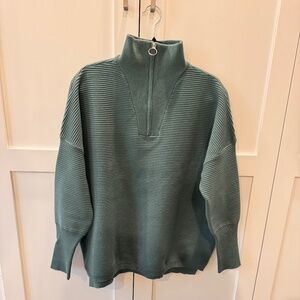 Anrabess Quarter Zip Oversized  Sweater Green Medium